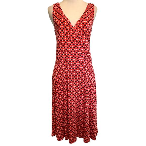 Boden Willa Dress Womens Size 8P Rosehip Apple Print V-Neck Casual Midi Sundress - Picture 2 of 11